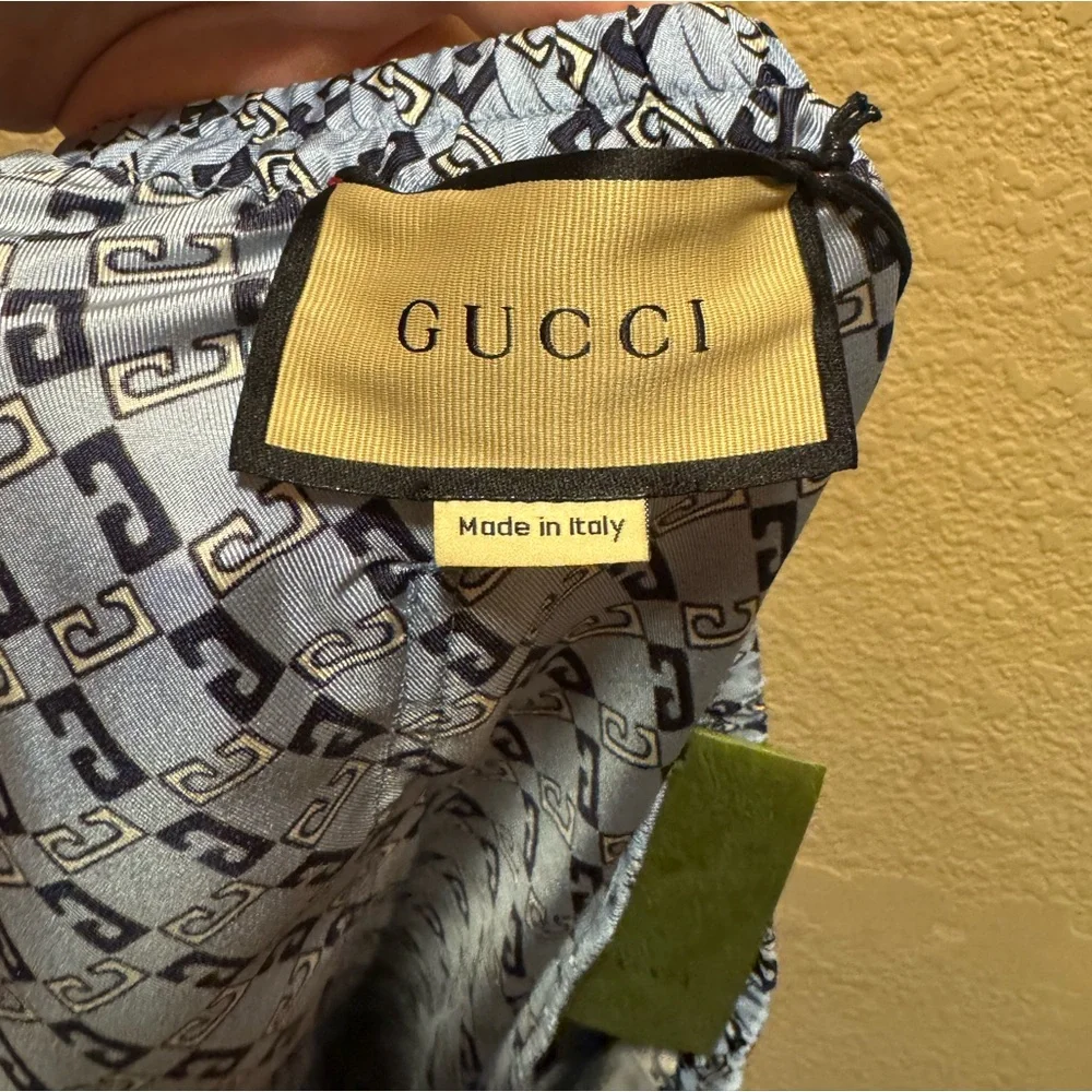 New Gucci G Logo Silk Shorts Blue Size 52 / Fits Like a US L 34 - 38 Waist - Picture 9 of 10